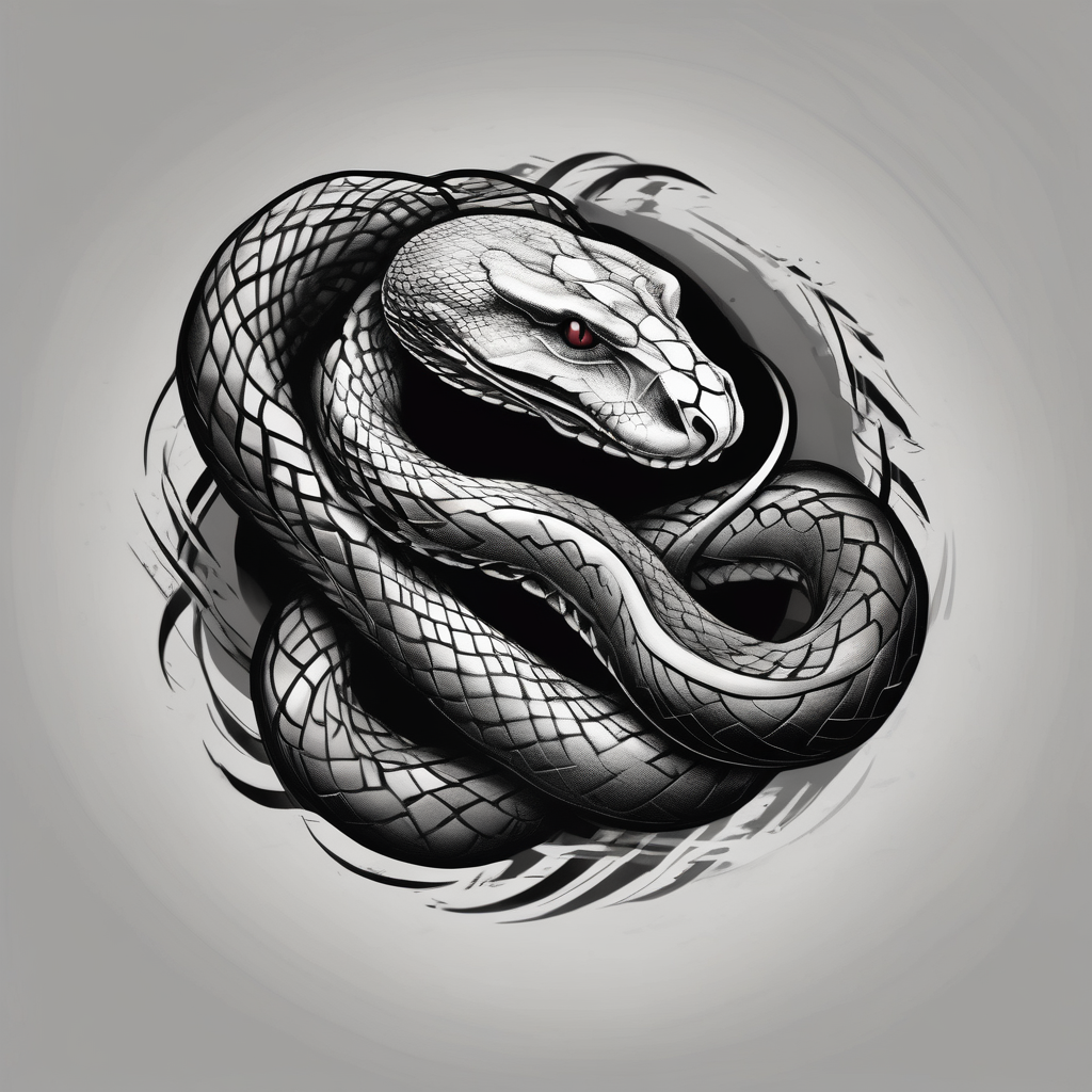 Dangerous Big Snake back Tattoo floral sleeve tattoo, diseño de tatuaje Blanco y negro generado con IA